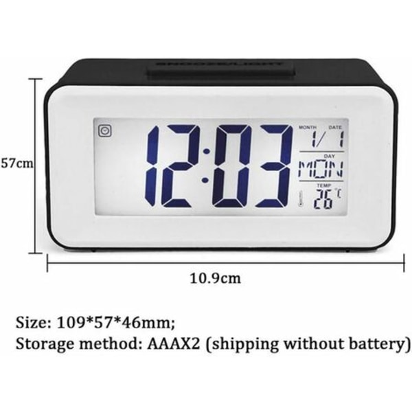 Litthing Digital väckarklocka Digital LED-klocka Väckarklocka Datum Temperatur Snooze 8 Music Sleep Batteridriven (svart)