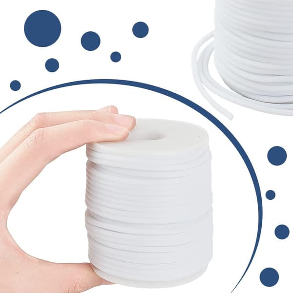 32,81 Yards Solid Gummisnor, 3mm Hvit Plasttau Hul Gummislange Snor Rund Elastisk Snor Perlearbeid Håndverkstråd Strekksnor til DIY Håndverk[ht]