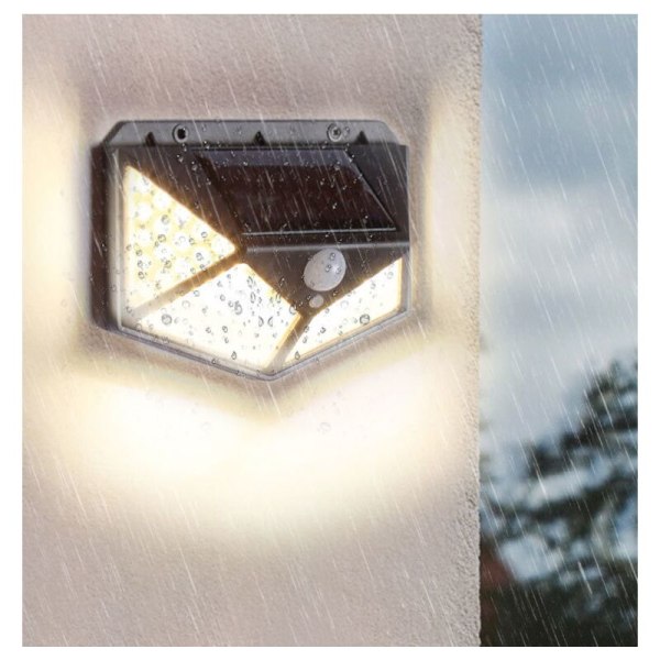 Solar vägglampa hem mänsklig kropp induktion 100LED utomhus trädgård laddningsbar solpanel vägglampa, för inomhus och utomhus