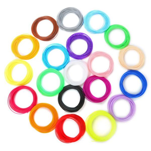 HT 20 ruller med 3D-pen filament PLA i forskellige farver, 10,9 meter lang - Sikre og glatte 3D-pen refills til udskiftning