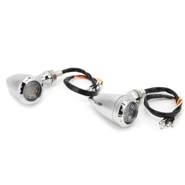 2. Motorcykel LED Blinklys Lampe Retro Gul Rød Lys Forkromet Universal