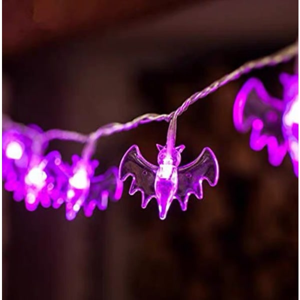 LED-lepakkonauhavalot Halloween Lyhty Ghost Festival -koristelu pääsiäisnauhavalot riippuvat violetti,