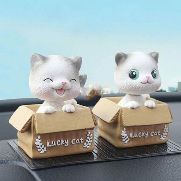 Søt katteformet bilfigur dekorasjon Bevegelig hode risting Auto Interiør Ornament Gaveleke for barn