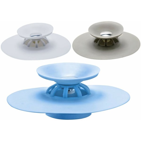 Vit Blå Grå 3 delar Deodorant Golvavlopp Silikon diskbänkspropp för tvätt, golv, kök