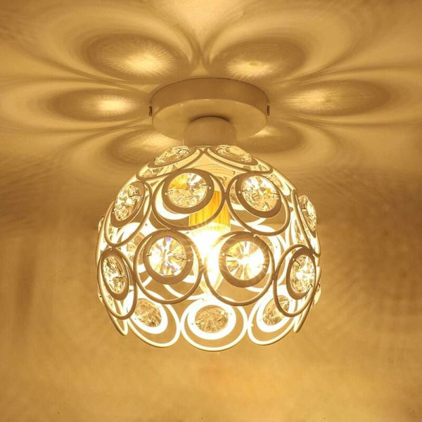 Modern takljuskrona lampskärm Kristall och metall LED taklampa Vintage industriell E27 inomhustak L