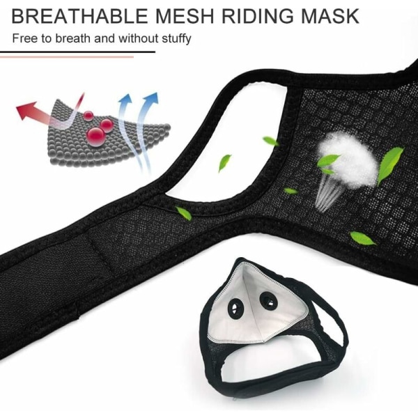 Svart 4PC+12st utbytesfjärilsfilterpatron Cykelmask utomhus Dammtät aktivt kolmask