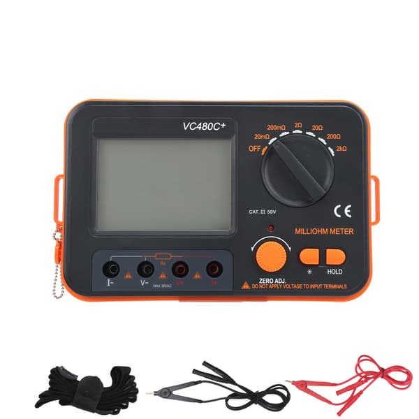 VC480C Digital Milliohmmeter 6 Gear 4 Wire DC Low Resistance Tester