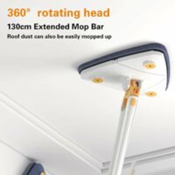 3 stycken 360° roterbar justerbar städmopp ersättningsduk Multi-purpose städmopp (1 st mopp + 2 stycken trasa) (Vit)
