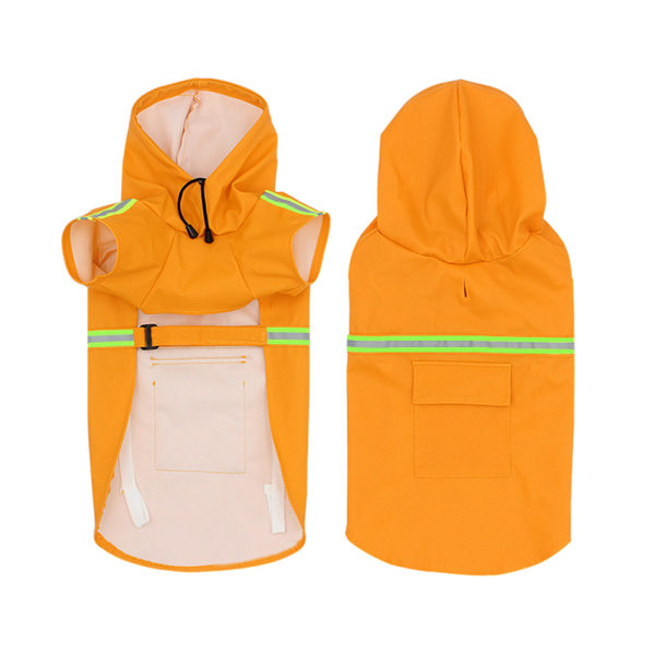 Hooded Big Dog Rain Poncho Reflekterande Vattentät Hund Regnjacka Husdjurskläder - Orange 2XL 9 - 14kg,