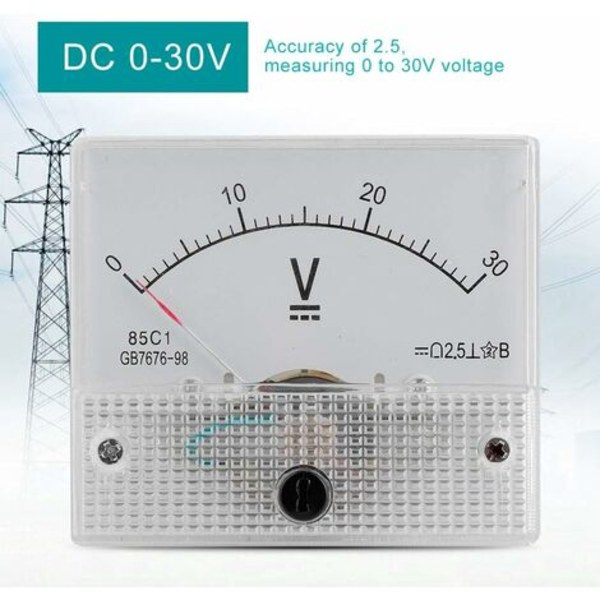 Strøm voltmeter, 85C1 analog strøm voltmeter spenning, 2,5 nøyaktighet spenning, analog voltmeter panel for eksperimenter, tester panel，0-30v, Fonepro