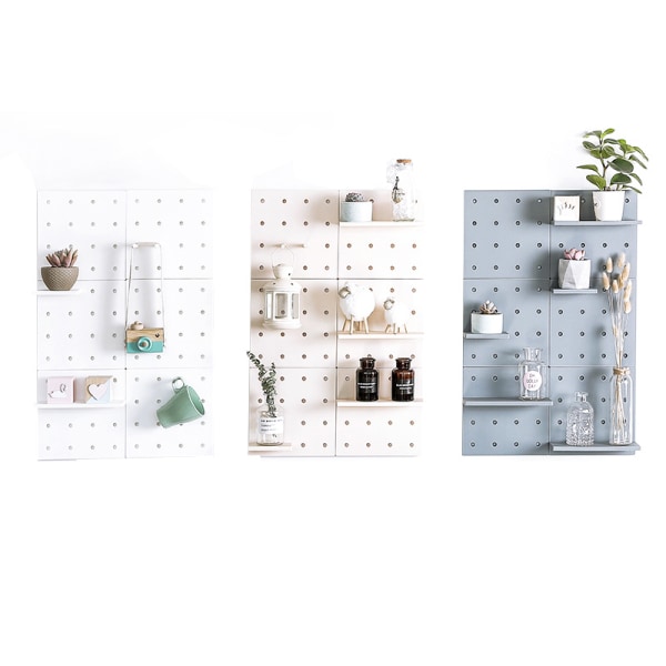 3 stk Pegboard vegghylle, plastveggorganisering, for hjemmet, kjøkken, bad, kontor, (beige)