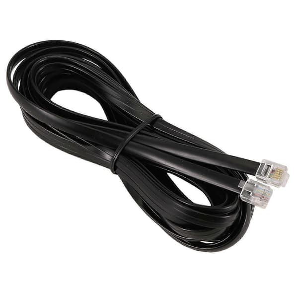 6P6C RJ11 Telefonforlænger Fax Modem Kabel Linje 5M Længde Black