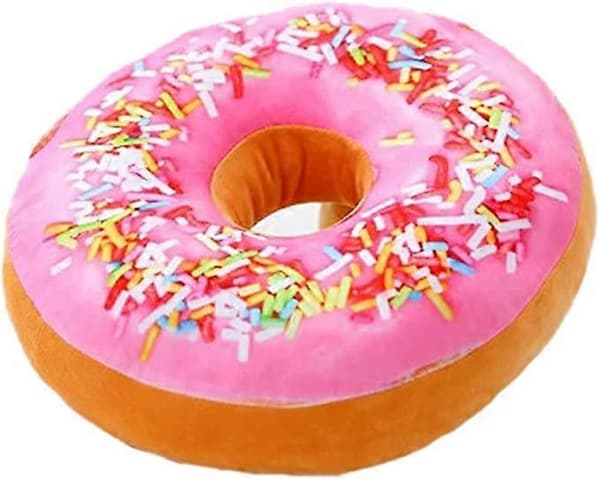 Runde donuts (lyserøde), polstret ryg, pude, plysdukke, kontorstol, bilsæde