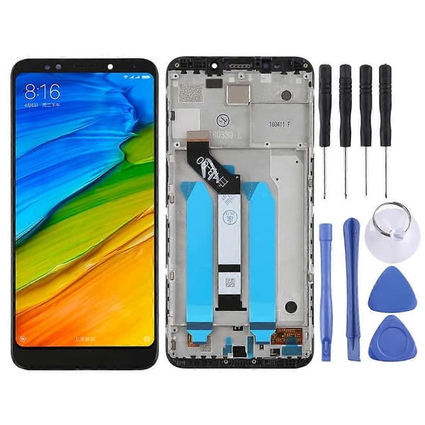 TFT LCD-skärm för Xiaomi Redmi 5 Plus Digitizer komplett enhet med ram Black