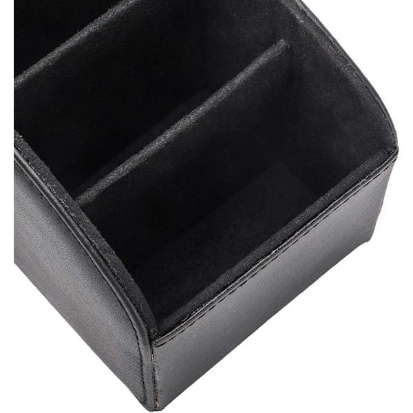Retro Leather Series Vardagsrum Office Fjärrkontroll Box Finishing Desktop Storage Box (svart)