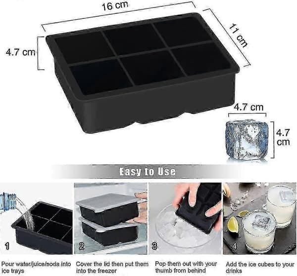 Isbitsform, 2 delar stor isbitsform i silikon med lock, 1 fyrkantig