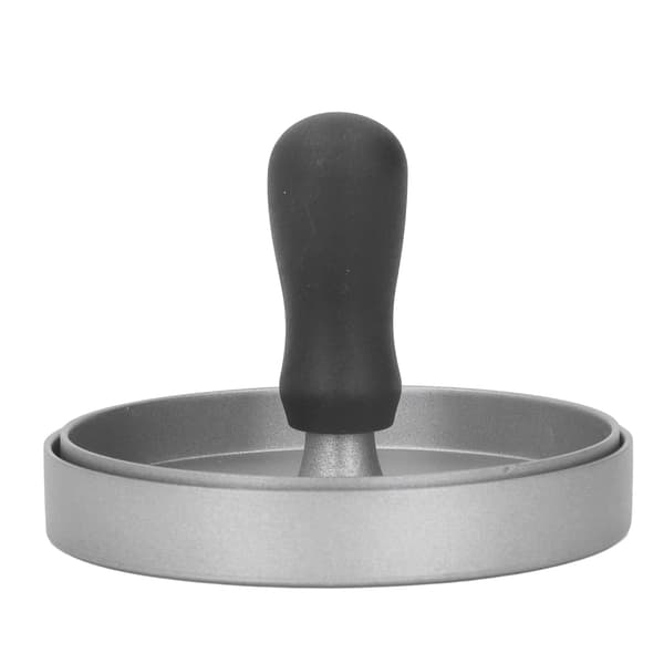 Hamburgerpresse i aluminiumslegering, 12 cm diameter, for biff og camping