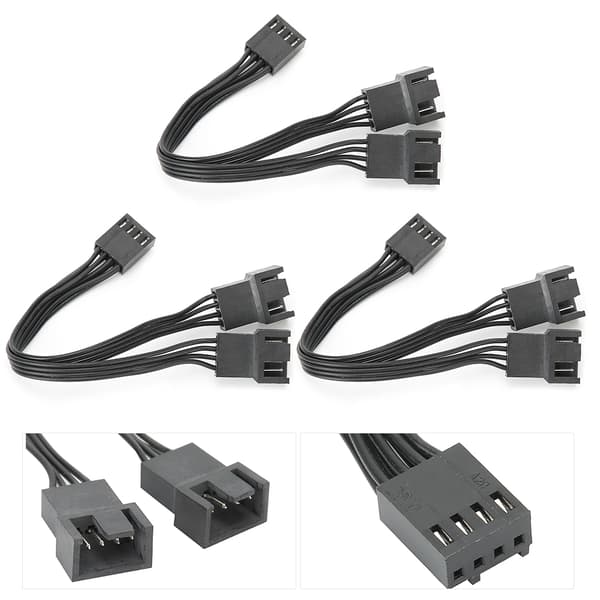 3 stk. 4-Pin 1 til 2 Sleeved Y-Splitter Adapter Kabel Computer Kabinet Blæser Strømforsyning