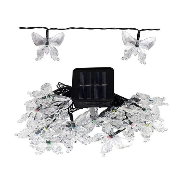 Solar String Lights,T-Audace 5 Meter Solar LED String Lights 20 Butterfly Christmas Party Decoration Lighting (RGB) [Energiklass A+++] (Färg），