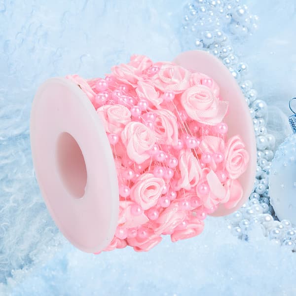 Rose Perleperler Garland String DIY Bryllupsdekorasjon 10m Rosa