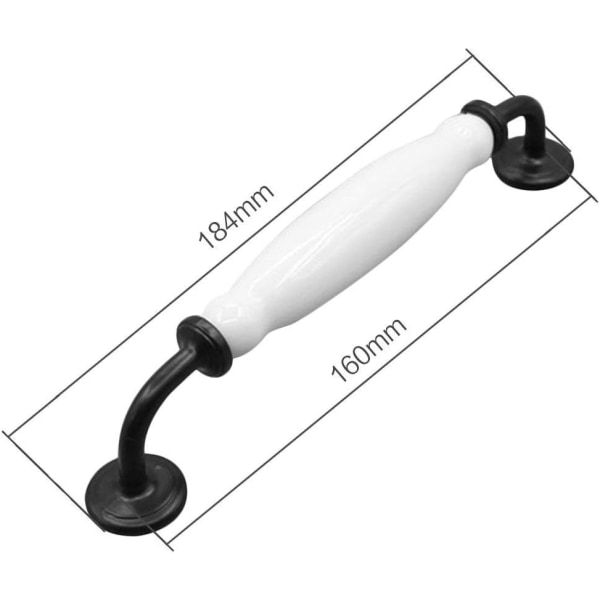2 hvite buehåndtak skaphåndtak skuffehåndtak møbelhåndtak dørhåndtak møbelknapper keramisk dørhåndtak (stigning 160 mm, 10 stk)