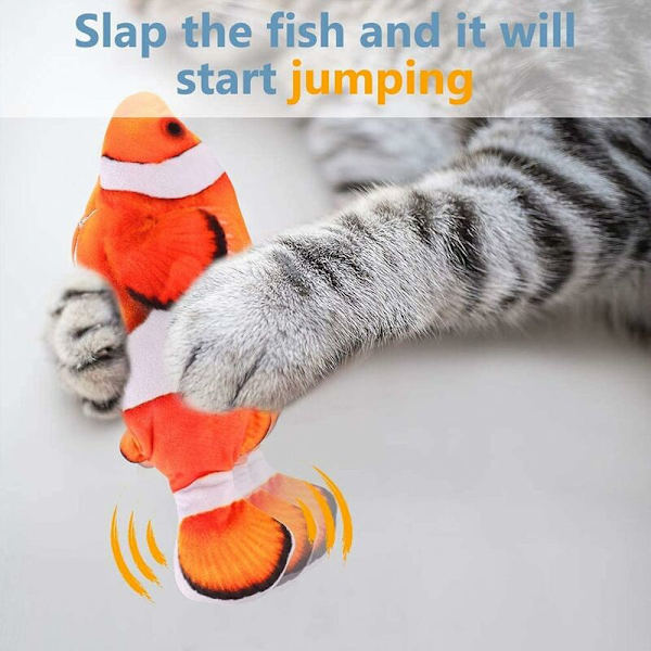 Clownfisk husdjur leksak USB laddning simulering fisk rolig katt leksak elektrisk fisk leksak med kattmynta