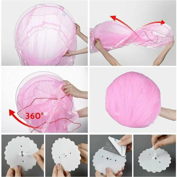 Baldakin myggnett, Princess Baldakin myggnett Dome polyester, dekorasjon for baby- eller barnerom - (rosa)
