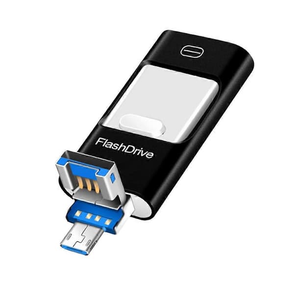 USB-stick til telefon, 3-i-1 hukommelsesstick flashdrev til telefon/tablet/Android/computer/bærbar/pc 128G[ht] Svart