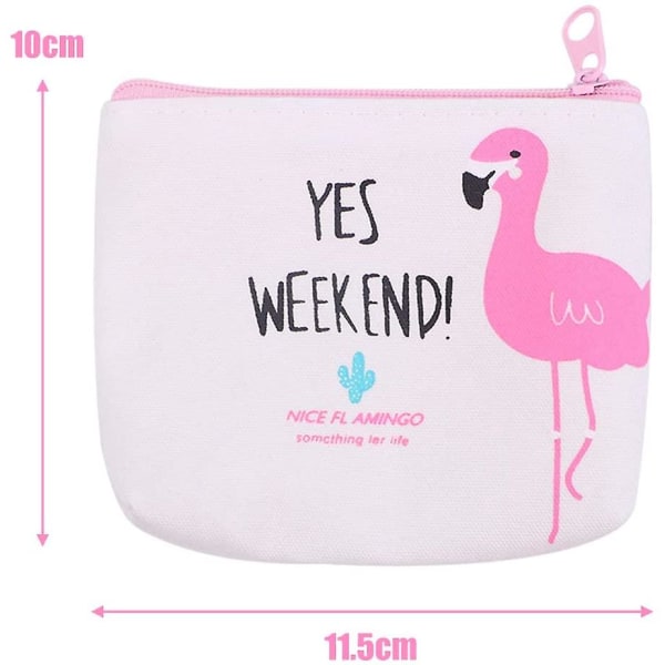 Korea Cute Cartoon Canvas Flamingo Myntpung *4 Hvit+Grønn+Rosa+Grå,