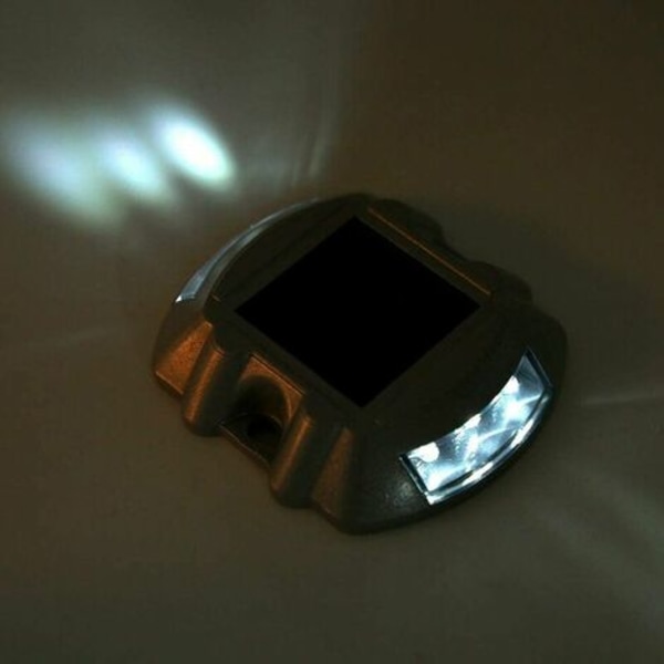 Solar Dock Light, Solar Road Stud Lights med 6 LEDs, Utomhus vattentäta lampor för trädgårds uteplats uppfart (2 stycken)