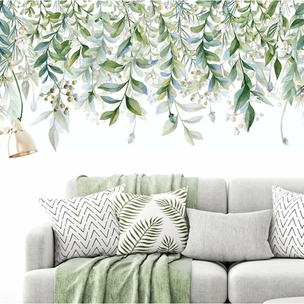 stk Green Leaves Wall Stickers Tropical Plant Mural, Green Leaves Plant Dekorative Sticker, Tropical Plant Wall Sticker,