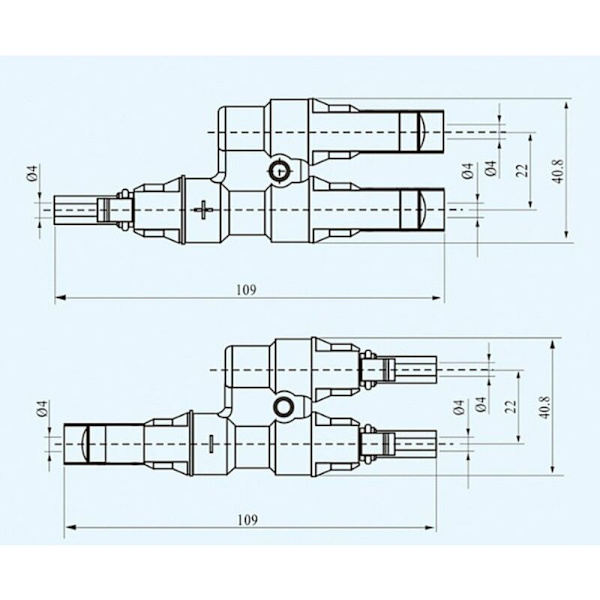 T/Y MC4 solcellepanel kontakt kabel splitter kontakt, to til en kabel tilkobling
