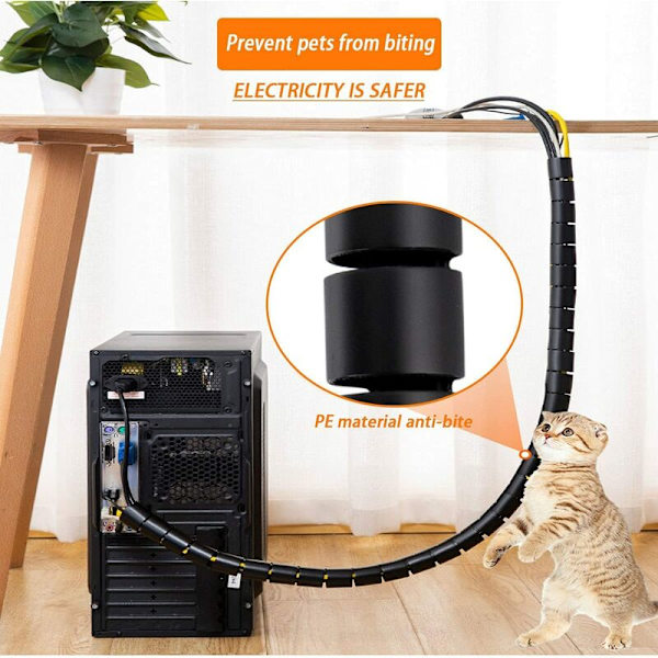 Valkoinen 22mm/3m (lähetysistukka) avoin kääre langanhallinta lankaputki nippu lankaputki organizer
