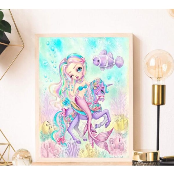 Unicorn Mermaid Diamond (rund diamant 30x40 cm)