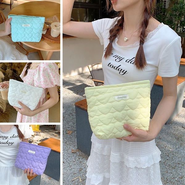 Quiltet make-up taske Rejsetoilettaske HVID white