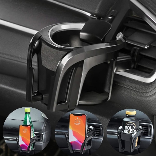 Bil Mugghållare, Bil Mobiltelefon Hållare 2 i 1 Bil Dryck Mugghållare Auto justerbar flaskhållare black 1pcs