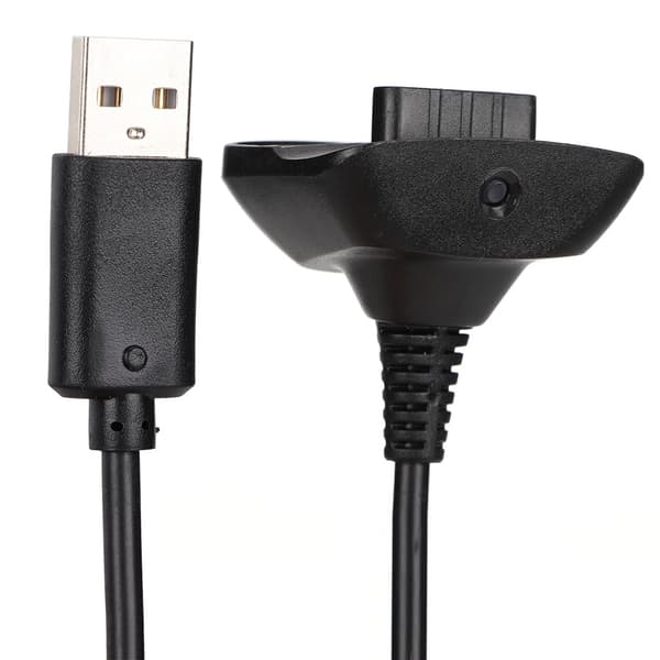 Højkvalitets 2 I 1 1.5m Ladekabel Til Microsoft XBOX 360 Controller Hurtig Opladning (Sort)