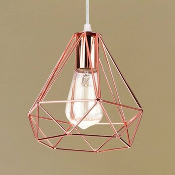 Lys Diamond Shape Pendant Lysekrone til Soveværelse Stue Bar Rose - Rose Gold