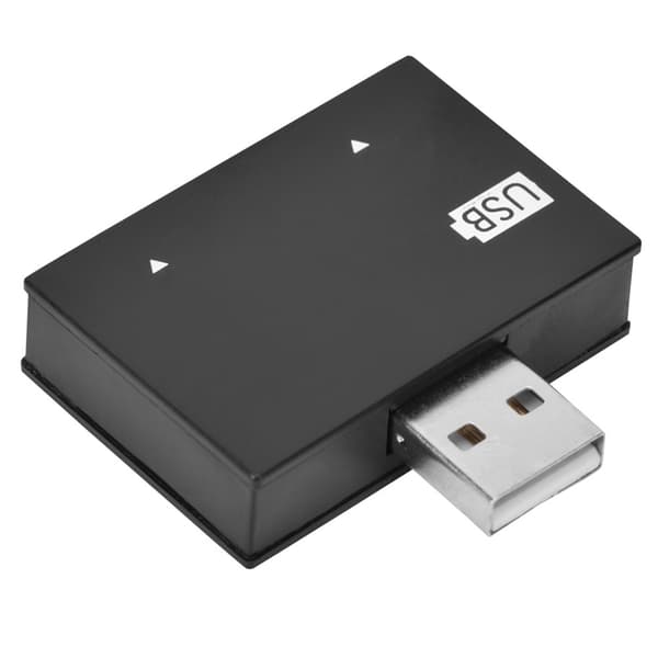 Hub USB2.0 Han til 2-Port USB Twin Oplader Splitter Adapter Koncentrator (Sort)