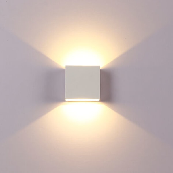 6W Vegglampe Dimbar LED-vegglampe 3000K varmhvit lampe 1 stk (hvit)
