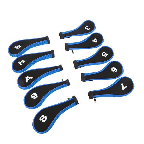 10 Stykk Golfkøllehodebeskyttelse Neopren Golfkøllehodebeskyttelse for Woods Irons Golfere Elskere Blå
