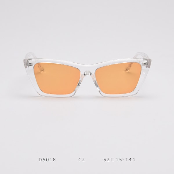 Cat Eye solbriller Europæisk og amerikansk mode polariserede solbriller til kvinder i retrostil mænds solbriller (klar hvid orange linse C2)