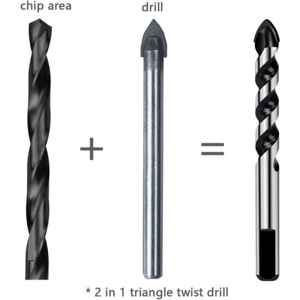 Metallhullsag trekantet vridningsbitsett (3.4.5.6.8.10.12 mm vridd trekantbit med rund skaft) for verktøyrom