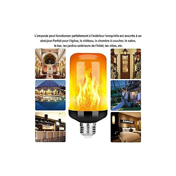E27 5W LED flamme pære, 4 lystilstande, Halloween og julepynt pærer (4 stk)