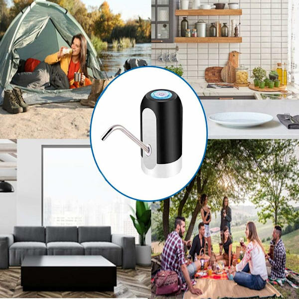 Elektrisk vannabsorber Husholdningsflaskevannpumpe Vanndispenser Etterfyllbar vannpumpe (svart)