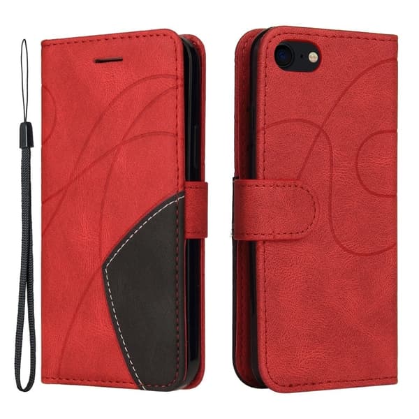 [HT]Texturerat läderfodral med rem för iPhone SE (2022) / iPhone SE 2020 / iPhone 7 - Röd Red red
