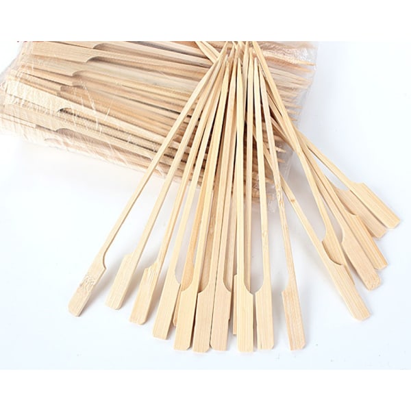 10 tommer (ca. 25,4 cm) bambusspyd | ekstra lang | flad træspydform med flagskaft