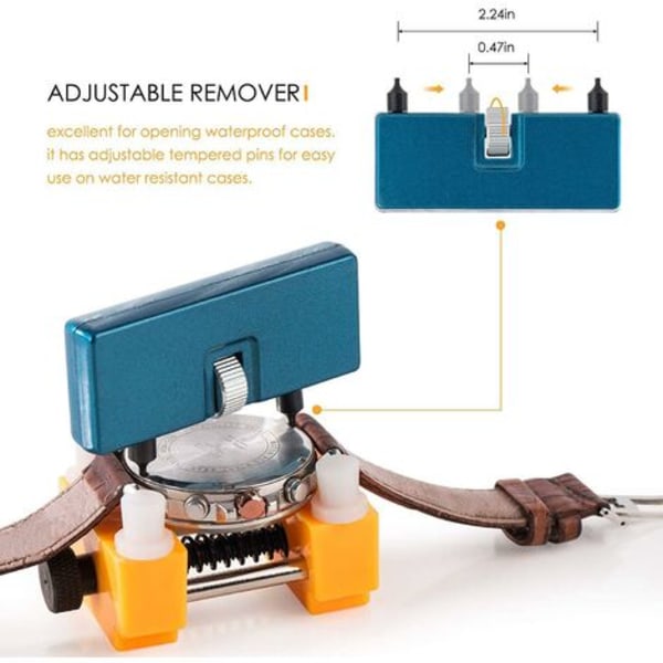 Klokkereparasjonsverktøysett - Justerbar kasseåpner, urtrekker, batteribytte for forskjellige klokker (6-pakning)