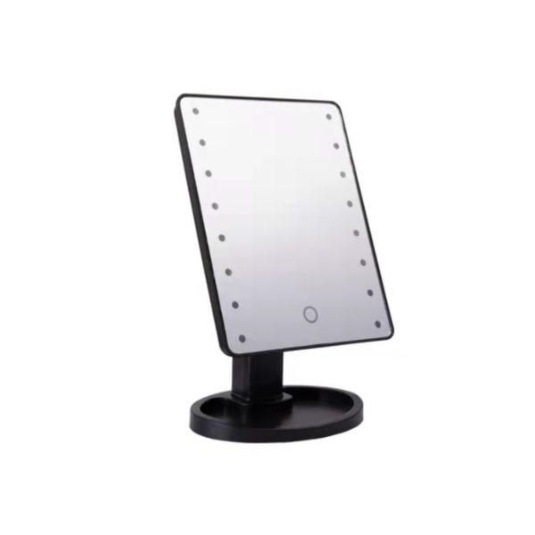 LED makeup spejl, pærespejl med 16 pærer, desktop makeup spejl (sort, genopladelig model med 16 lys),
