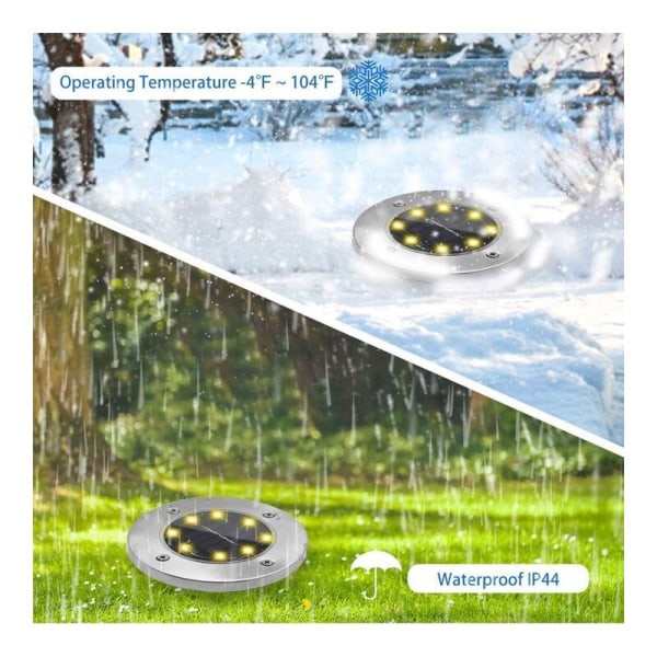 8LED/underjordisk lys, varmt lys, rustfritt stålmateriale, 8LED underjordisk lys, LED underjordisk lys, egnet for
